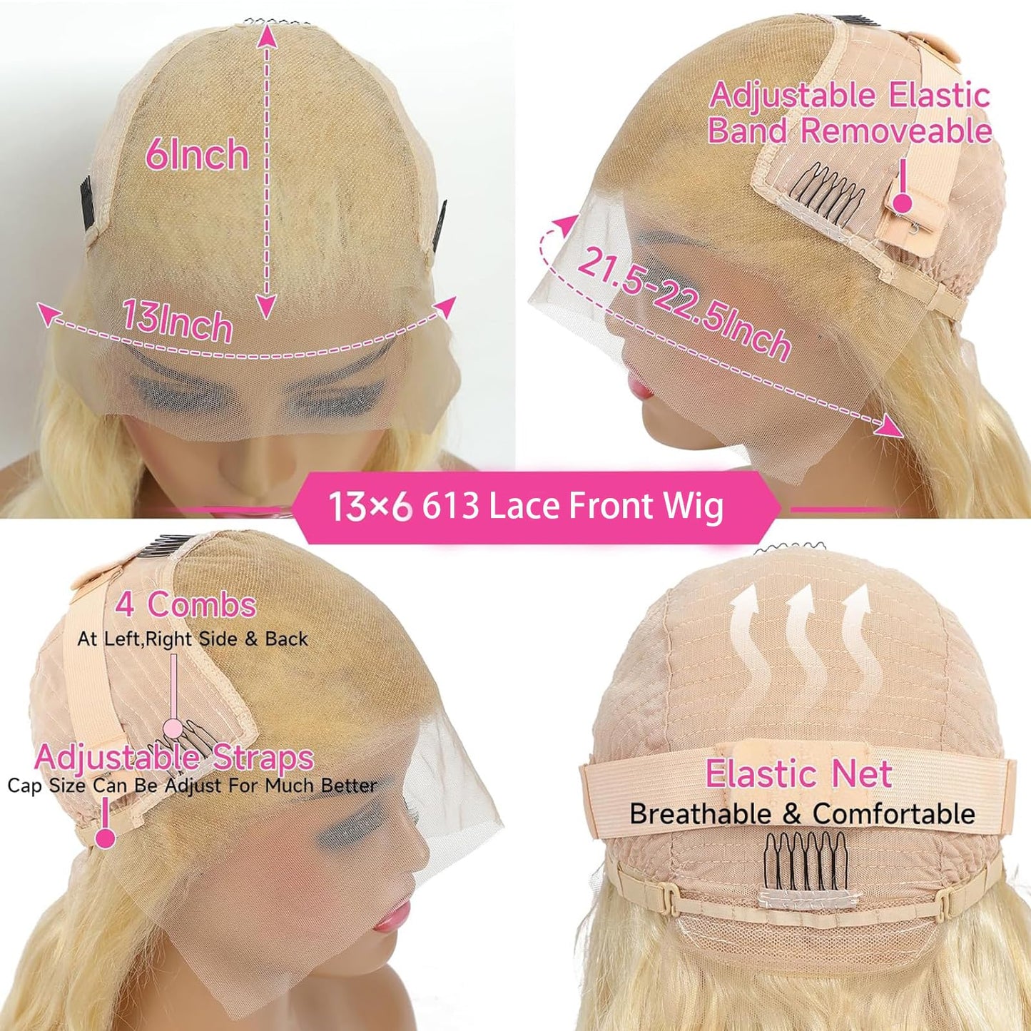 NOELLA 613 Lace Front Wig Human Hair 210% Density 613 13x6 Lace Front Wig Human Hair 30inch, Body Wave 13x6 HD Lace Frontal Wig Blonde Wig Human Hair Pre Plucked with Baby Hair for Women 325g±10