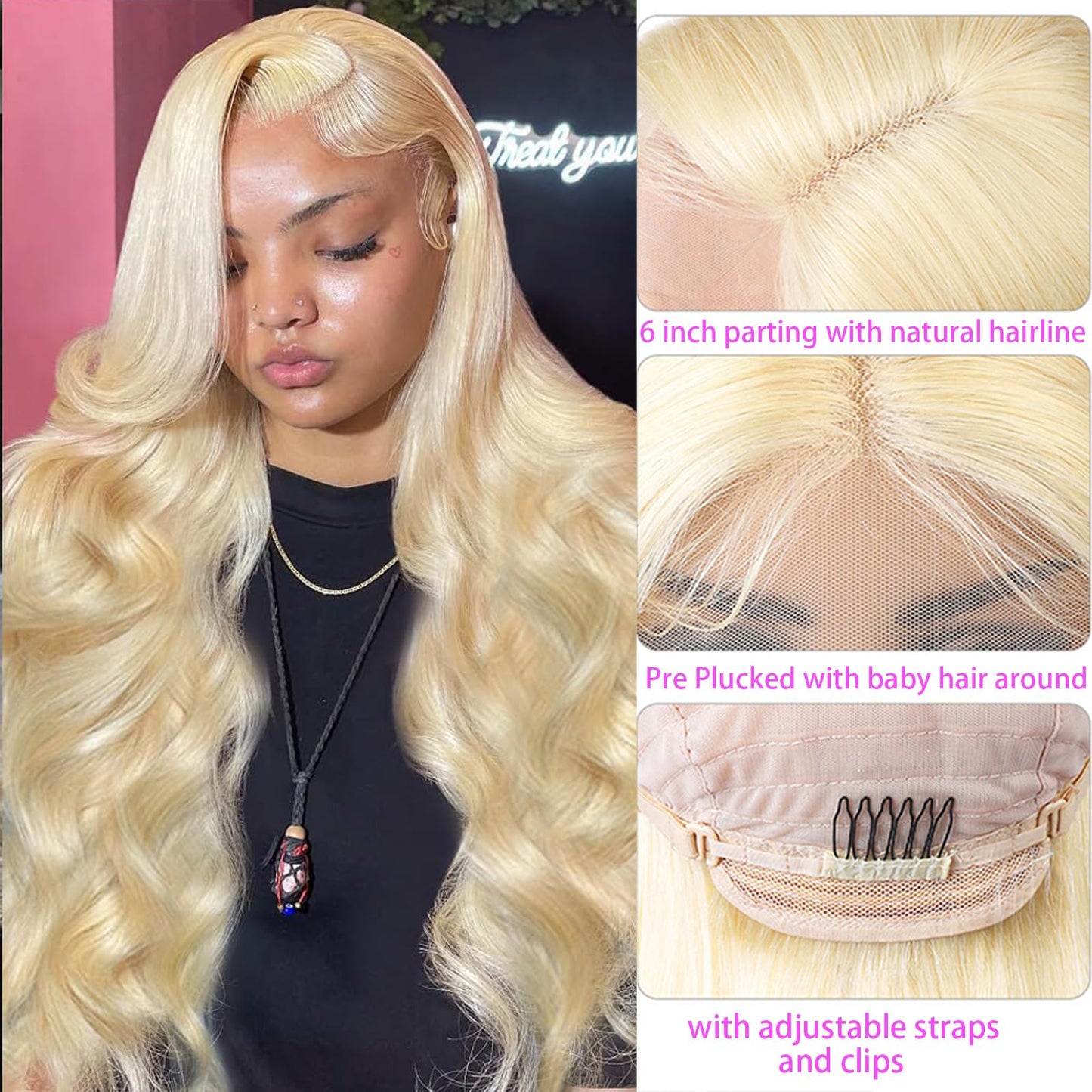 NOELLA 613 Lace Front Wig Human Hair 210% Density 613 13x6 Lace Front Wig Human Hair 30inch, Body Wave 13x6 HD Lace Frontal Wig Blonde Wig Human Hair Pre Plucked with Baby Hair for Women 325g±10