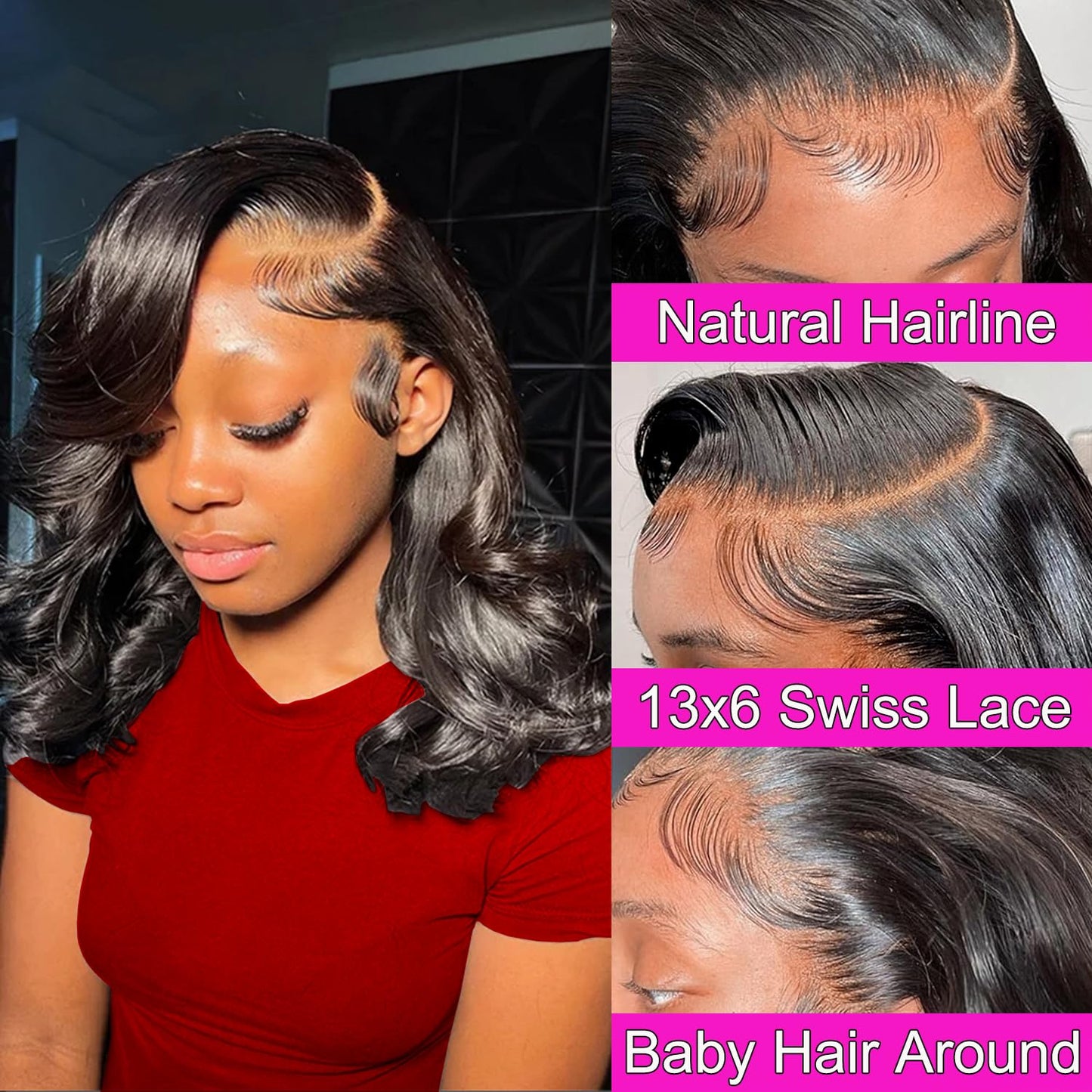 Bob Wig Human Hair 13x6 Lace Front Wigs Human Hair 180 Density Straight Frontal Wigs Human Hair HD Lace Wig Short Bob Wigs for Black Women Human Hair Glueless Wigs Pre Plucked Blunt Cut Wig 12 Inch