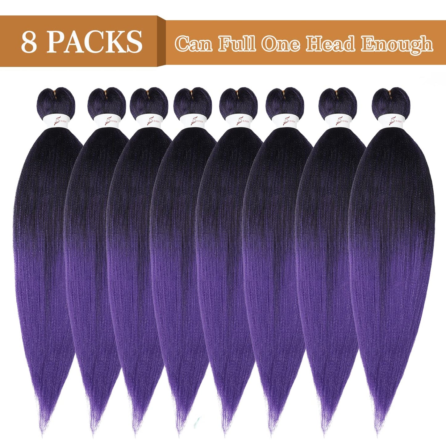 Braiding Hair Pre Stretched 24 Inch 8 Packs Ombre Braiding Hair Professional Soft Braiding Hair Yaki Texture, No Itch, Hot Water Setting Hair Extensions for Braids (24in,1B/30)