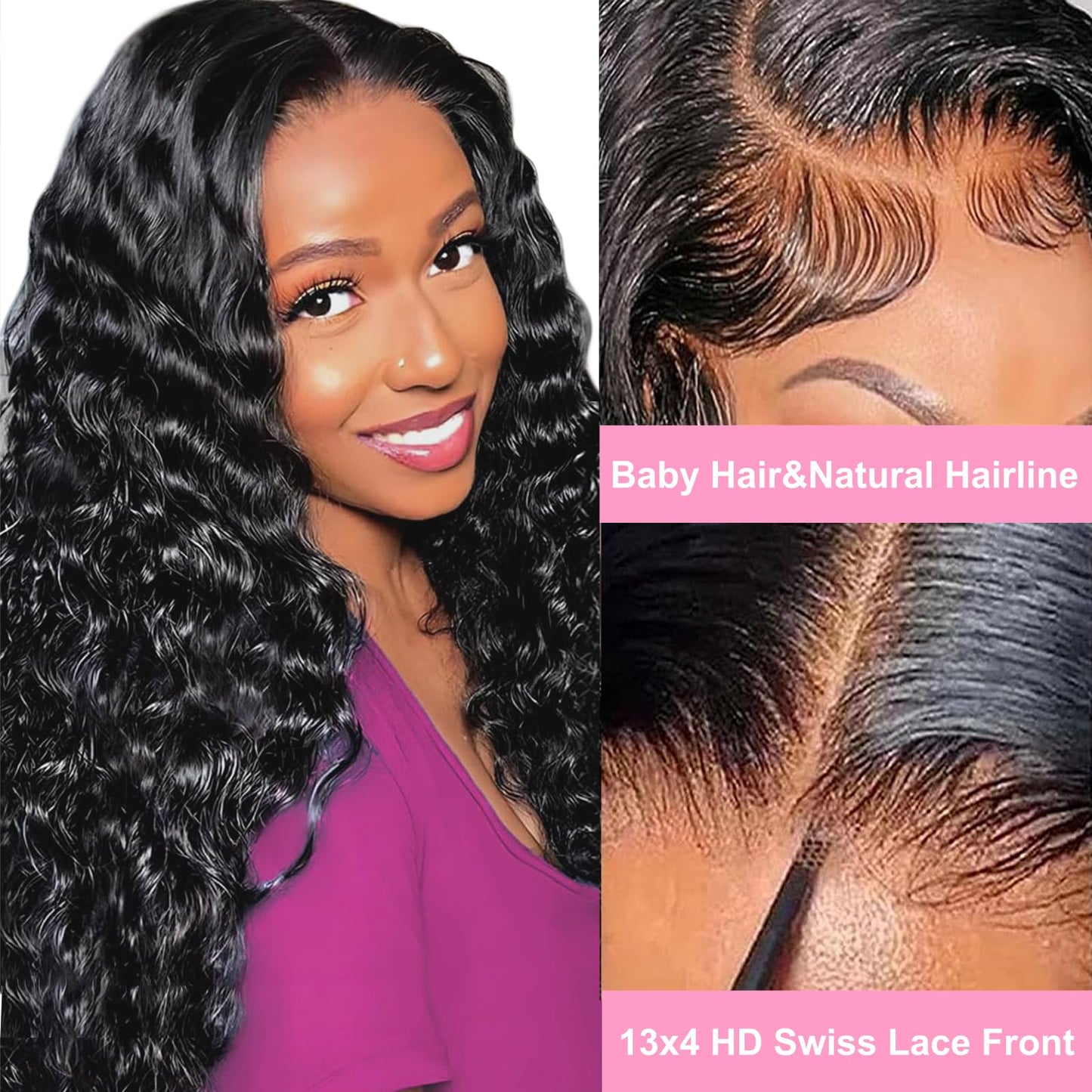 DULOVE Lace Front Wigs Human Hair 13x4 Straight HD Transparent Lace Front Wigs for Women Human Hair Pre Plucked With Baby Hair 200 Density Glueless Natural Color 24inch