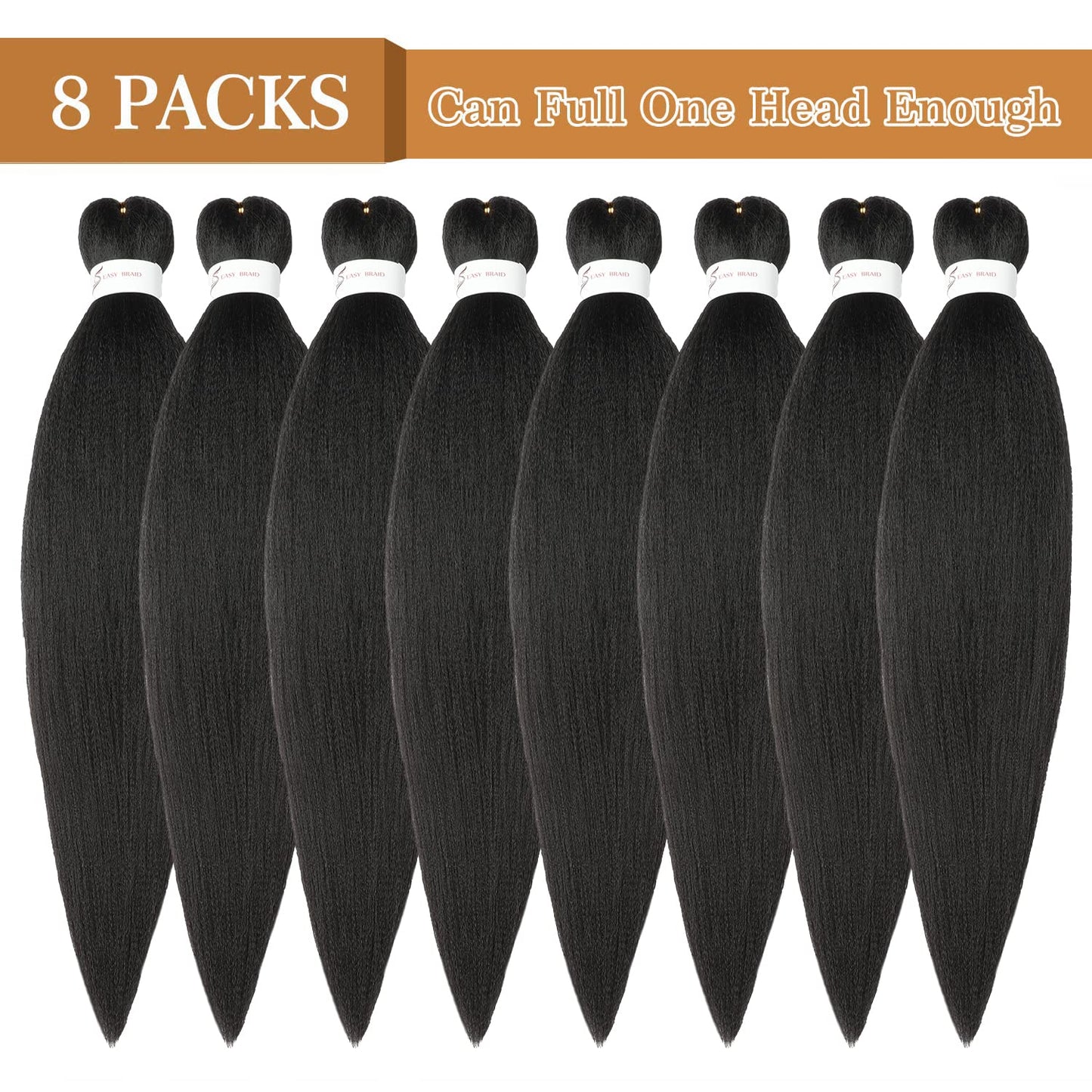 Braiding Hair Pre Stretched 24 Inch 8 Packs Ombre Braiding Hair Professional Soft Braiding Hair Yaki Texture, No Itch, Hot Water Setting Hair Extensions for Braids (24in,1B/30)