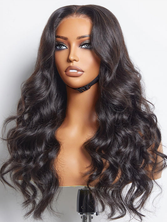 LUVME HAIR 5X5 Loose Body Wave Glueless Human Hair Wig Pre Cut Lace Front Wig Pre Plucked Ready to Go Black Wig For Women (16 Inch & Precut Lace)