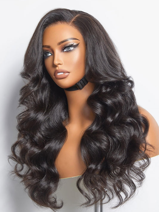 LUVME HAIR 18'' Loose Body Wave Lace Front Wigs Human Hair 13x4 Pre Cut Lace Glueless Human Hair Wig Pre Plucked Long Black Body Wave Wig 180 Density