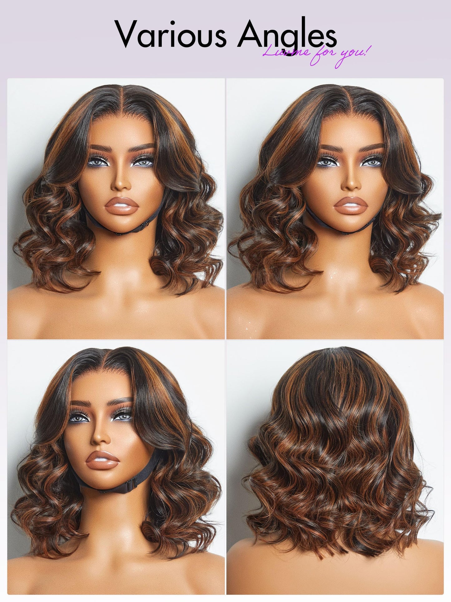 LUVME HAIR 5X5 Brown Highlight Loose Body Wave Glueless Human Hair Wig Pre Cut Lace Front Wig Pre Plucked Ready to Go Long Black Wig For Women (20 Inch & Precut Lace Color 1B/30)