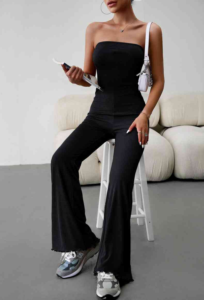 Strapless Lace-Up Jumpsuit